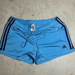 Adidas Vintage Womens Running Workout Gym Shorts 3-S Split Short W Blue Size L